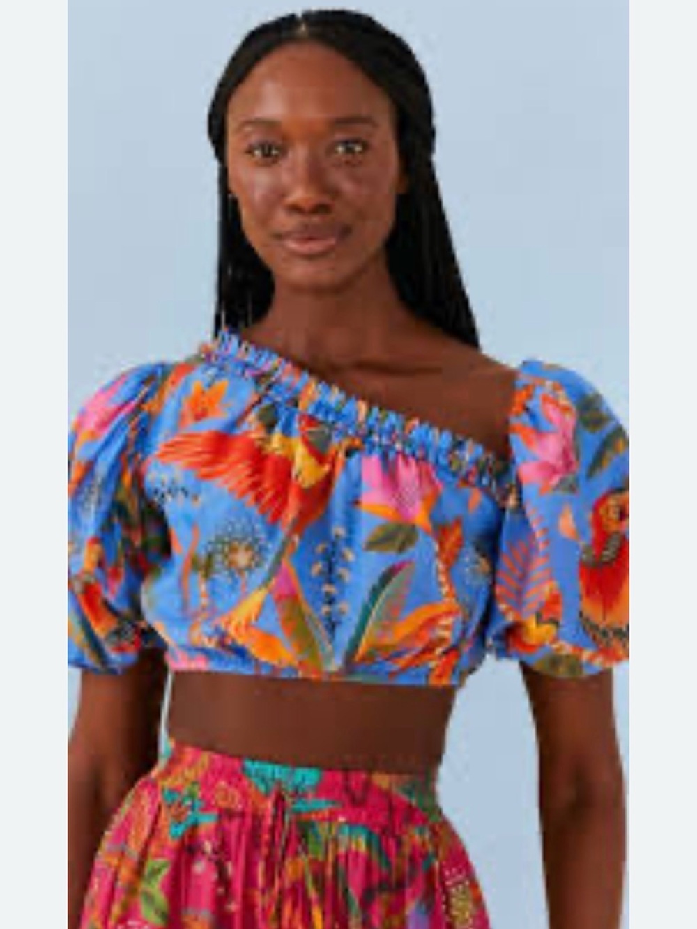 FARM Rio Macaw Asymmetrical Cropped Top Size XS